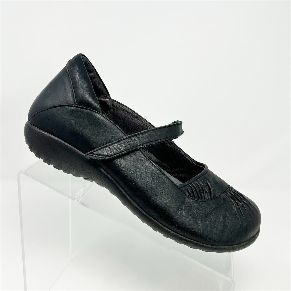 Naot Purini Mary Jane Flats Womens Black Hook & Loop Strap Comfort Shoes 39